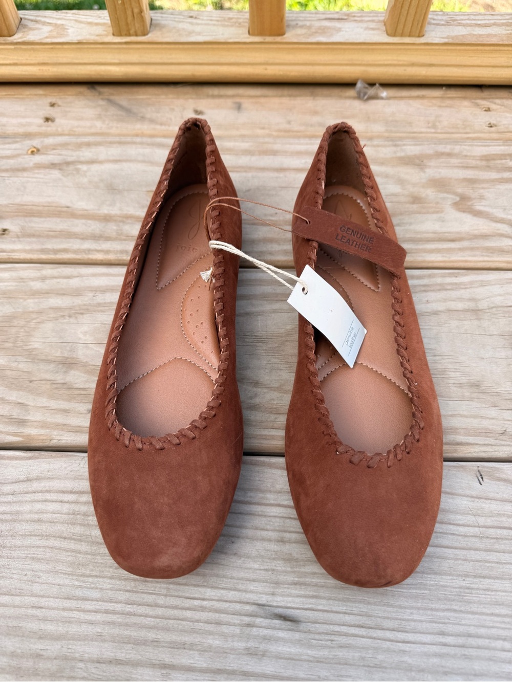 Joie Rust Brown Suede Mary Jane Flats